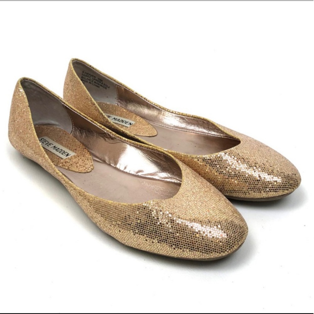 Steve Madden Sequined Gold Ballet Flats